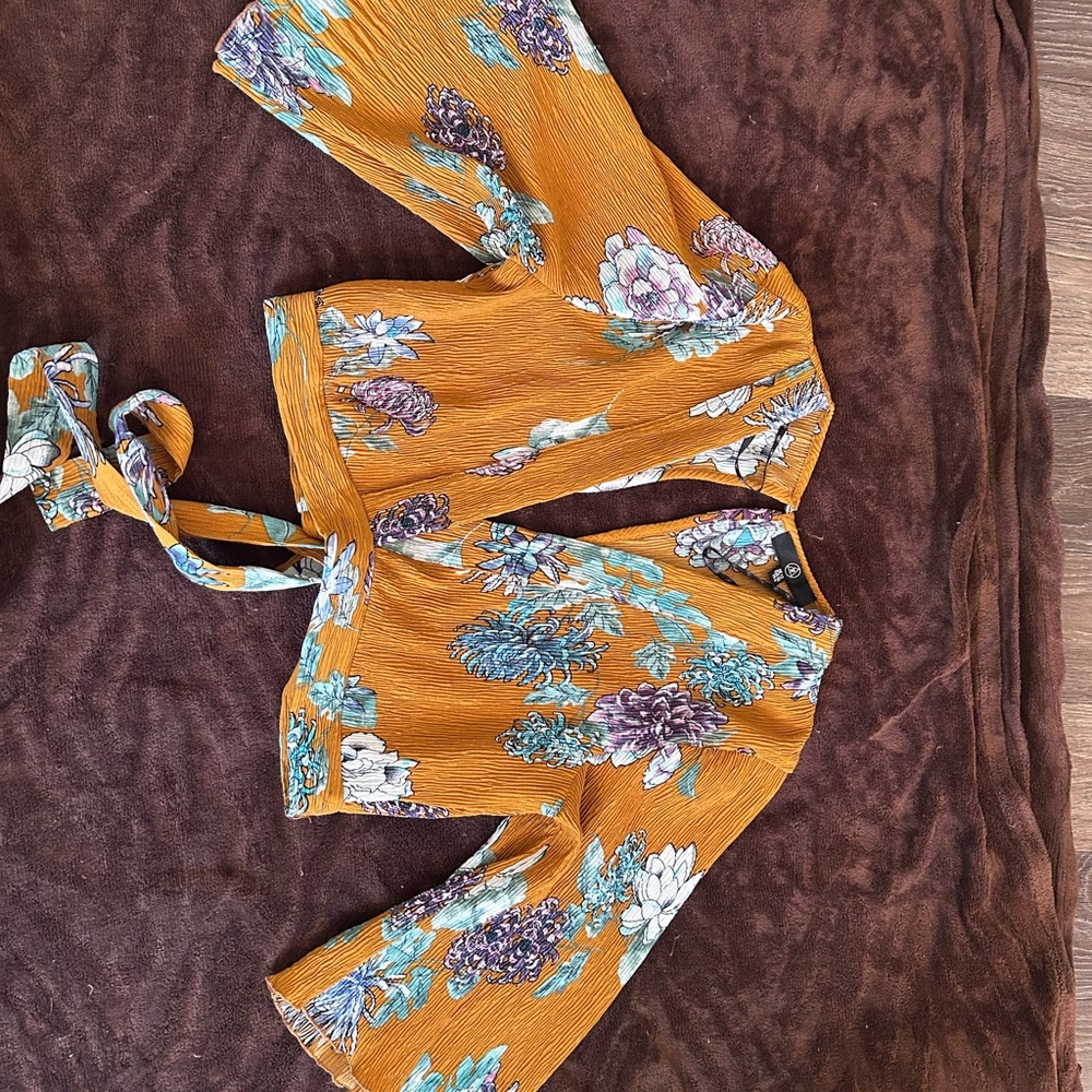 Floral Mustard Crop Top
